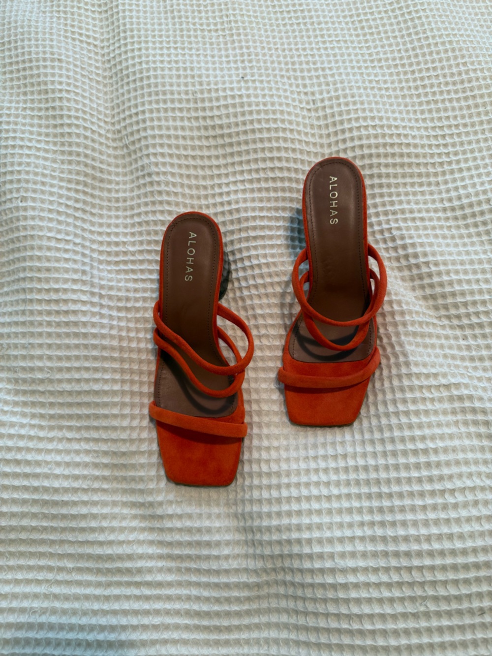 ALOHAS Indiana Orange Strappy Square-Toe Slide Sandals